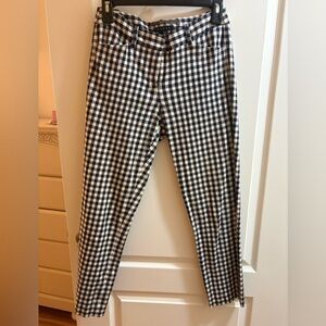 Theory Black and White Checkered Pants